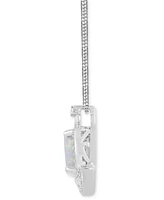 Lab-Created Opal (1/3 ct. t.w.) & Diamond (1/10 ct. t.w.) Cinderella Carriage Pendant Necklace in Sterling Silver, 16" + 2" extender