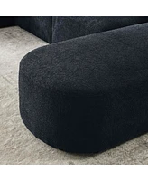 Simplie Fun Black Loop Yarn U-Shaped Sectional Sofa with Modular Diy Options