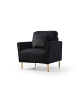 Simplie Fun Modern Black Velvet Accent Chair Upholstered Living Room Arm Chairs Comfy Single Sofa Chair