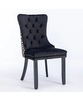 Simplie Fun Contemporary Velvet Dining Chairs Set, Black & Patterned