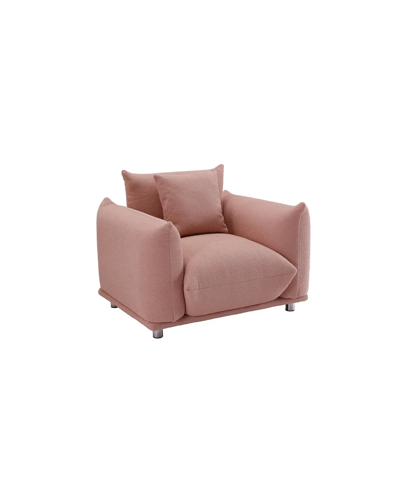 Simplie Fun Sherpa Accent Chair Single Sofa 42"W Accent Chair For Bedroom Living Room Apartment, Pink