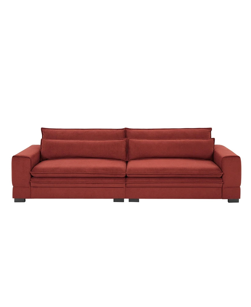 Simplie Fun Red Upholstered Mid Century Modern Sofa with Pillows