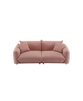 Simplie Fun Pink Sherpa Loveseat Sofa with Metal Legs