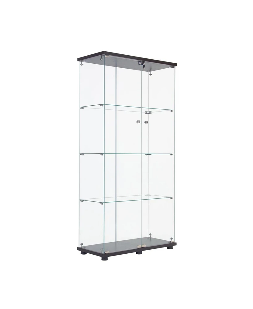 Simplie Fun Two Door Glass Cabinet Glass Display Cabinet With 4 Shelves