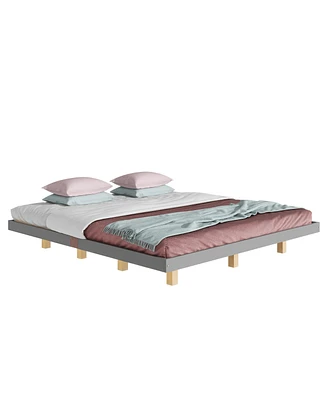 Simplie Fun Led-Lit Modern King Size Platform Bed, Grey