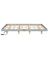 Streamdale Furniture Modern Grey Queen Size Bed with Led Lights