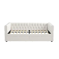 Velvet upholstered twin daybed with drawers