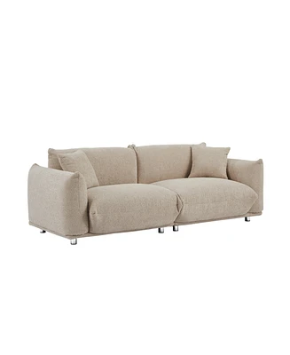 Simplie Fun Sherpa Loveseat Sofa with Metal Legs, Solid Wood Frame Couch