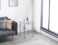 Clear side table & modern nightstand with storage shelf