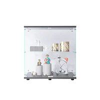 Black display cabinet with 2 shelves, 33.35" x 31.69" x 14.37"