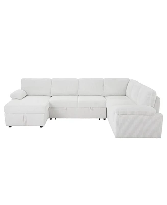 Simplie Fun Modular Sectional Sleeper Sofa with free L/U shape