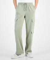 Hippie Rose Juniors' High-Rise Wide-Leg Cargo Sweatpants