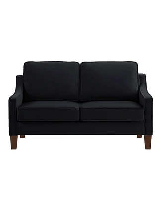 Simplie Fun Upholstered Black Velvet Loveseat Sofa with Wooden Legs