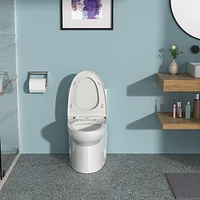 Streamdale Furniture Ceramic One Piece Toilet, Dual Flush With Soft Closing Seat 0002