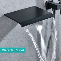 Modern Style Matte Black Wall Mount Tub Filler Bathroom Bathtub Faucet Shower Set 0001