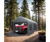 12x20 Feet Heavy Duty Outdoor Portable Garage Ventilated Canopy Carports Car Shelter