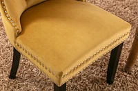 Contemporary Gold Velvet Dining Chairs, Set of 2