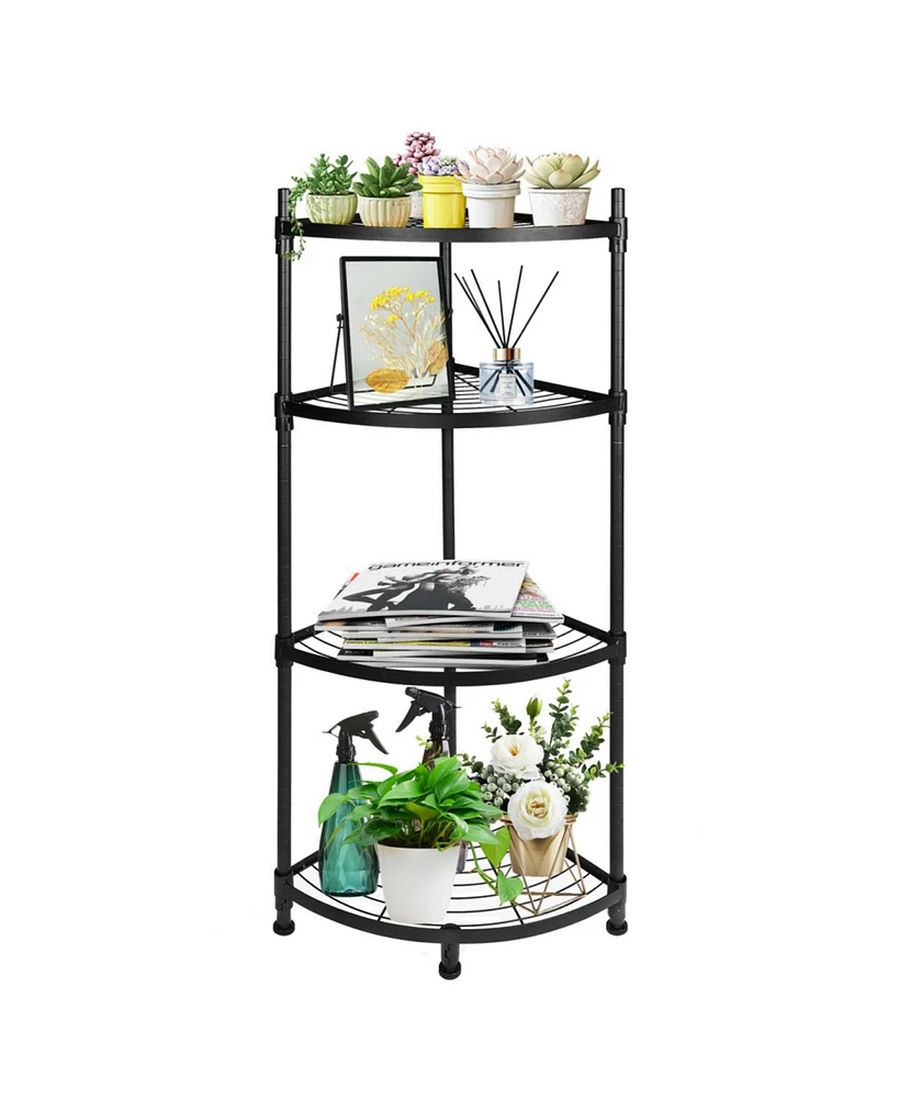 Simplie Fun 4-Tier Corner Display Rack: Multipurpose Metal Shelving Unit