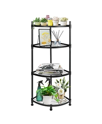 Simplie Fun 4-Tier Corner Display Rack: Multipurpose Metal Shelving Unit