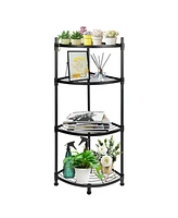 Simplie Fun 4-Tier Corner Display Rack: Multipurpose Metal Shelving Unit