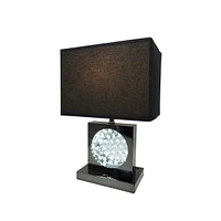 Streamdale Furniture 22"H Black Pewter Square Crystal Centerpiece With Night Light, Usb Port + Power Outlet