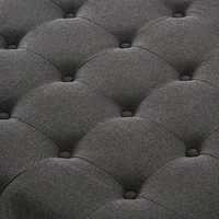 Dark Grey Square Ottoman with Storage, Button Tufted & Nail Trim for Living Room