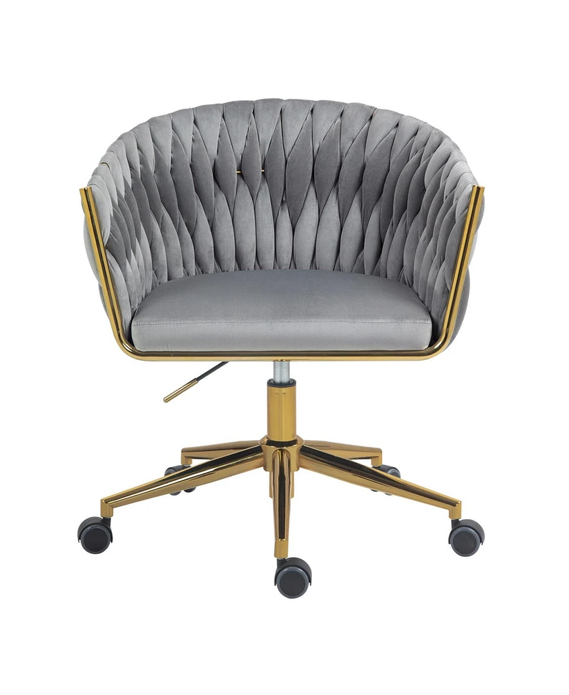 Simplie Fun Hand-Woven Office Chair with Adjustable Height & Swivel