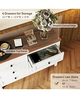 Retro Farmhouse Style Wooden Dresser With 6 Drawer, Storage Cabinet For Bedroom, Anitque Gray