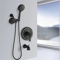 Classic High Pressure Single Handle 7 Function Rain Shower Head With Handheld Shower With Tub Spout
