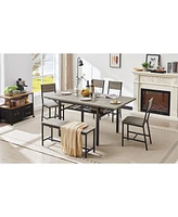 Folding Dining Table, 1.2" Thick, Grey, 63.2" L X 35.5" W X 30.5" H