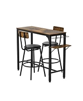 Simplie Fun Industrial Wood Top Side Table and Chair Set