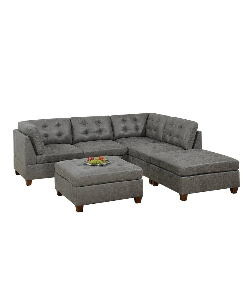 Simplie Fun Antique Grey Leatherette Modular Sectional Set