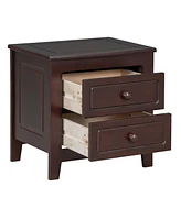 2-Drawer Nightstand For Bedroom, Mid Century Retro Bedside Table With Classic Design