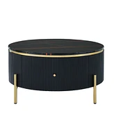 Streamdale Furniture Modern Round Coffee Table With 2 Large Drawers Storage Accent Table(31.5")