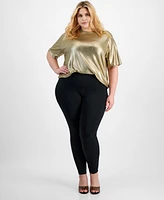 Bar Iii Trendy Plus High-Rise Seam-Front Leggings, Created for Macy's