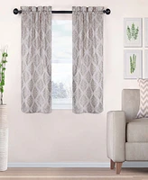 Superior Modern Venetian Damask Jacquard 2-Piece Curtain Panels with Rod Pocket, 26" X 63"