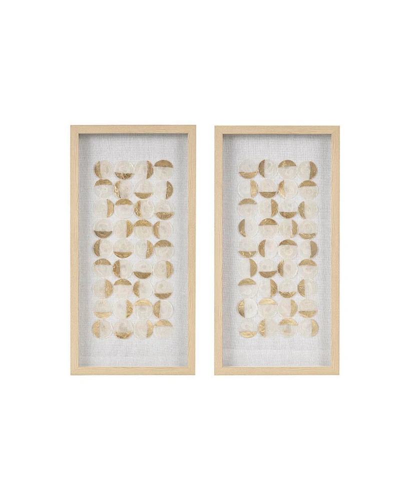 Simplie Fun Aurelian Emblem Natural Capiz With Gold Foil 2-Piece Shadowbox Wall Decor Set