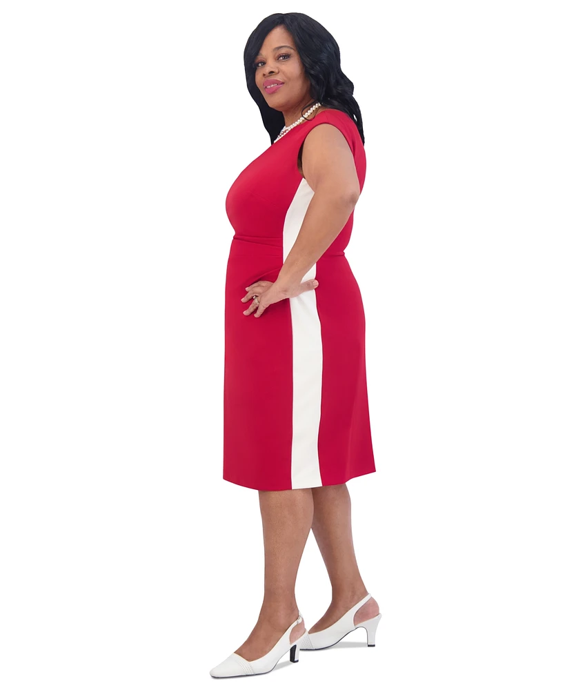 Kasper Women's Boat-Neck Side-Stripe Sheath Dress