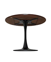 Streamdale Furniture 42.13" Modern Round Dining Table, Four Patchwork Tabletops With Brown Oak