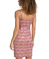 Siena Women's Printed Belted Sheath Dress