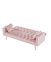 Simplie Fun Pink Convertible Folding Futon Sofa Bed, Sleeper Sofa Couch For Compact Living Space