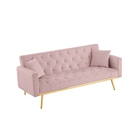 Simplie Fun Pink Convertible Folding Futon Sofa Bed, Sleeper Sofa Couch For Compact Living Space