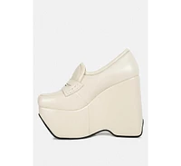 Rag & Co Gilliam Womens High Platform Wedge Loafers