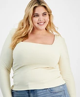And Now This Trendy Plus Size Square-Neck Long-Sleeve Top