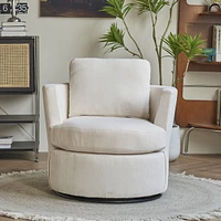 Streamdale Furniture Beige Swivel Barrel Chair for Home and Office