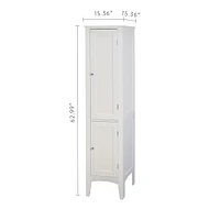 White Freestanding Tower Cabinet with 2 Shutter Doors