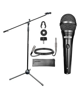 5 Core Microphone Stand Adjustable + Premium Vocal Dynamic Mic Combo 16FT Xlr Cable Wire Clip - Ms 080 +ND58