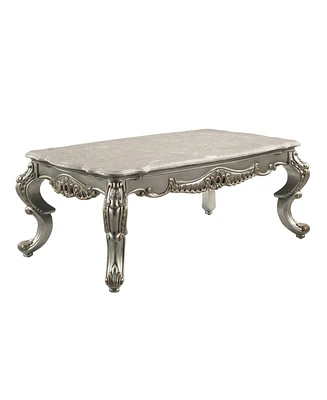 Simplie Fun Miliani Coffee Table, Natural Marble & Antique Bronze Finish