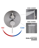 Streamdale Furniture Brushed Nickel Dome Shower System with 10" and Handheld Heads