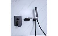 Matte Black Bathtub Faucet with Wall Mount and Handheld Shower